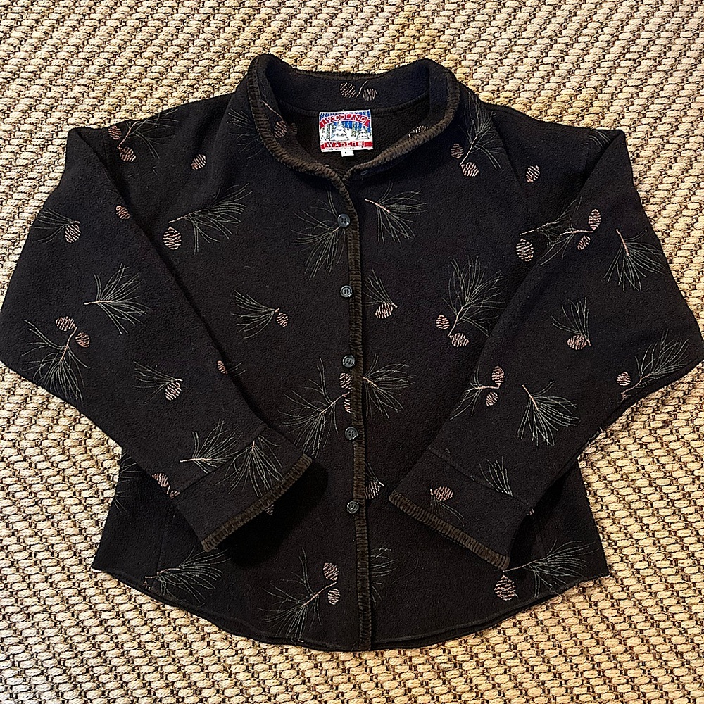 Vintage 80’s Woodland Waders Embroidered Fleece Jacket with Black Corduroy trims